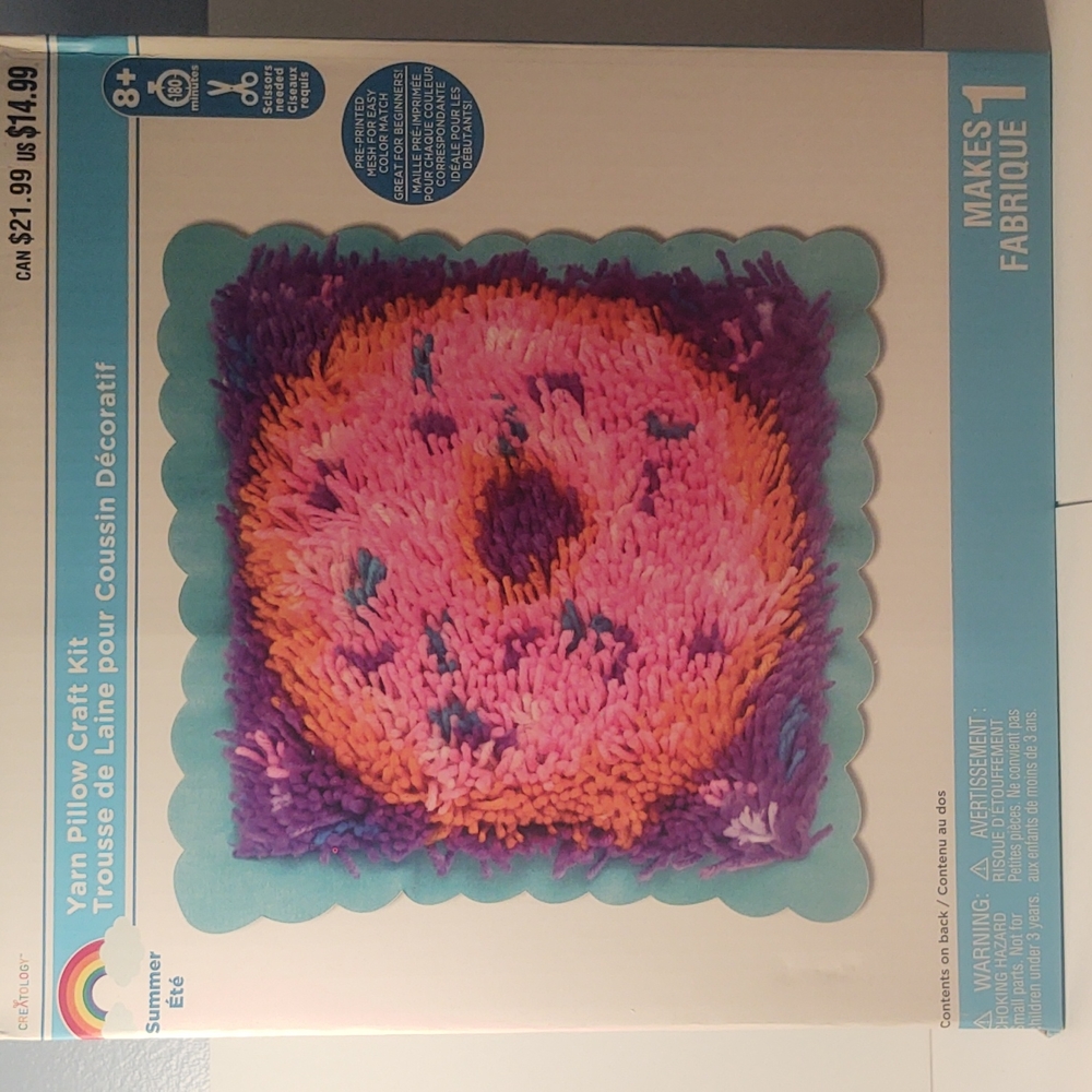 Brand New DIY Yarn Pillow Craft Kit Donut